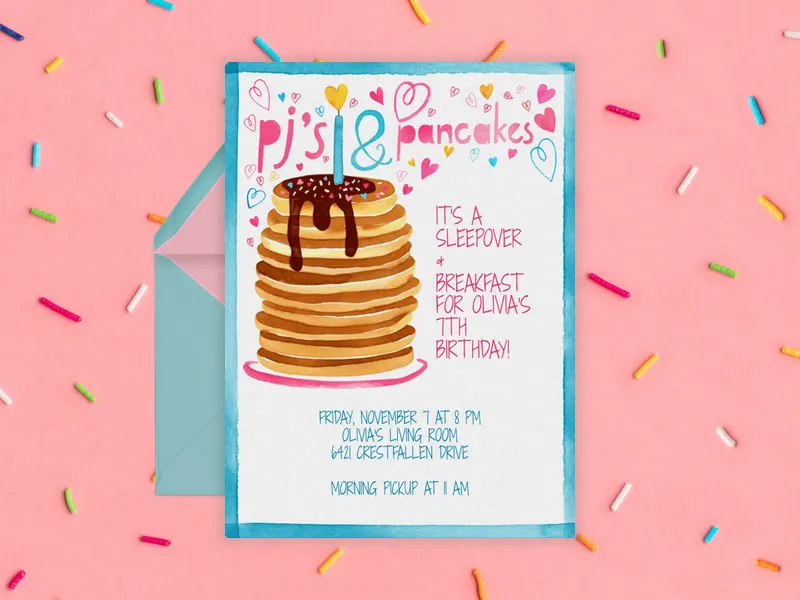 Pjs and Pancakes Invitation premium template design