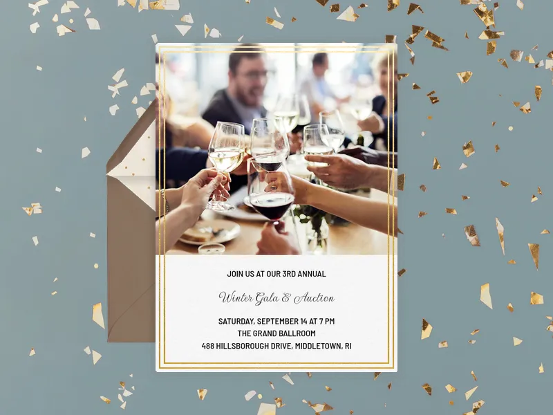 Gold Border (Photo) Invitation premium template design