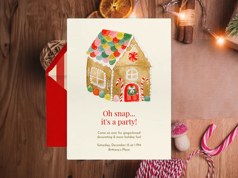 Gingerbread House Invitation premium template design