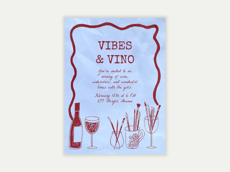 Vino Doodles - wine_tasting - Invitation