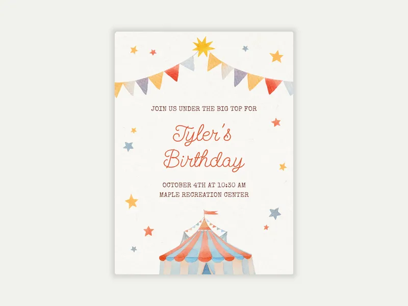 Under the Big Top Invitation free template design