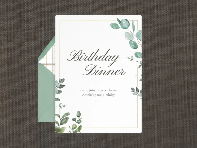 Watercolor Eucalyptus Invitation premium template design