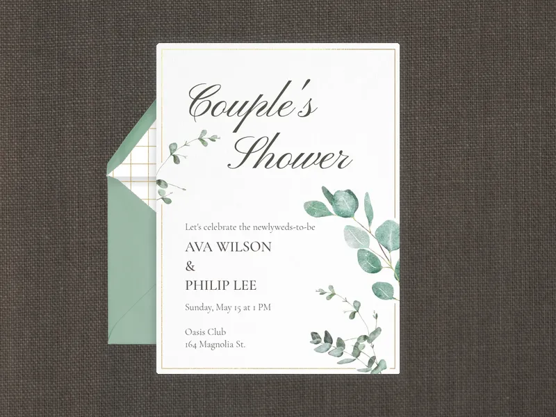 Watercolor Eucalyptus Invitation premium template design