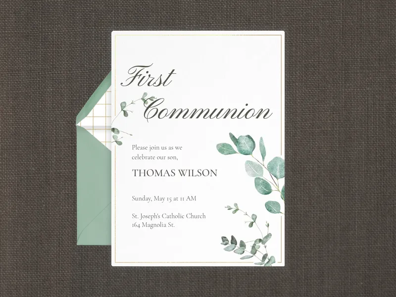 Watercolor Eucalyptus Invitation premium template design