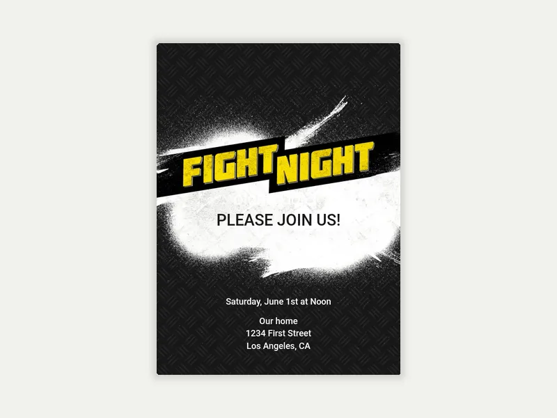 The Big Fight Invitation free template design