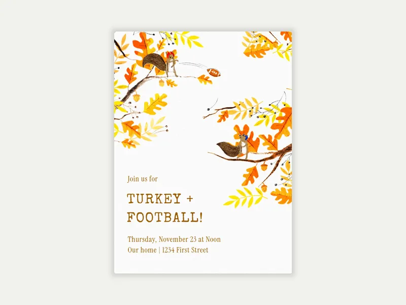 Football Squirrels Invitation free template design
