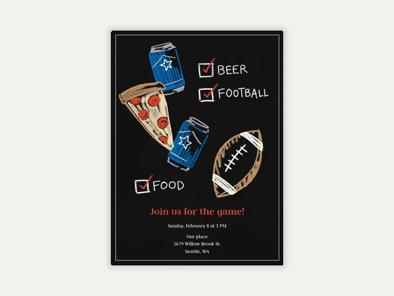 Beer Football Food Invitation free template design