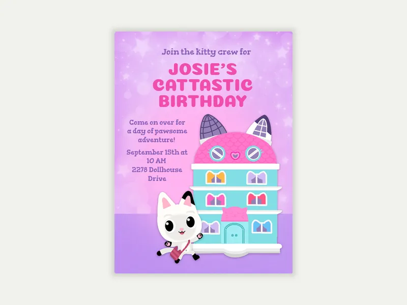 Dollhouse Fun Invitation free template design