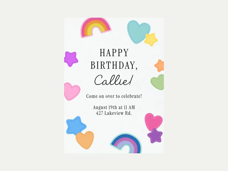Rainbow Patches Invitation free template design