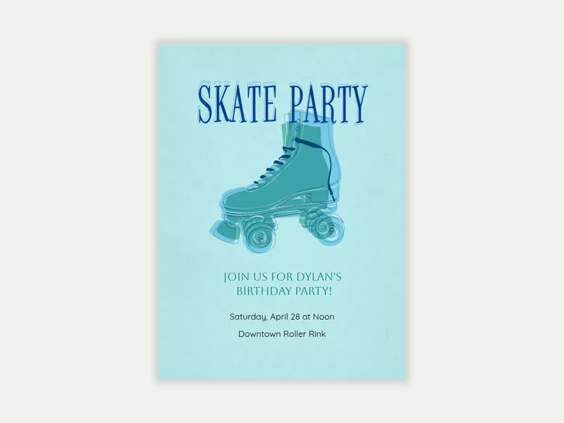 Skate Party Invitation free template design