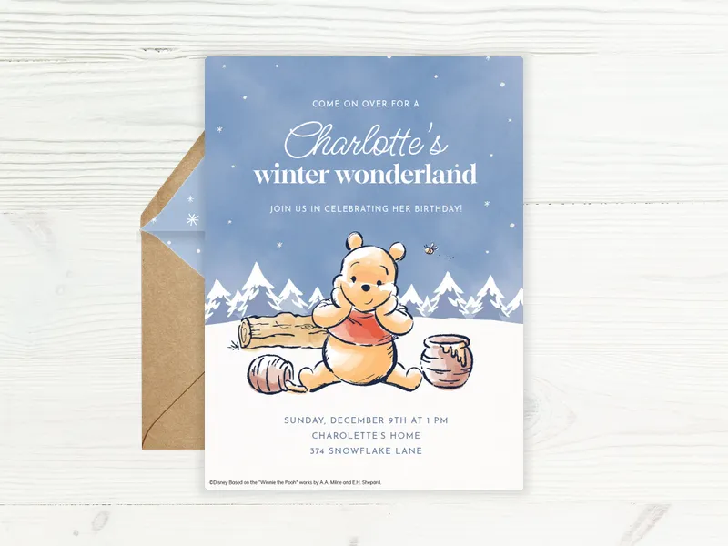 Disney’s Winnie the Pooh: Beary Fun Invitation premium template design