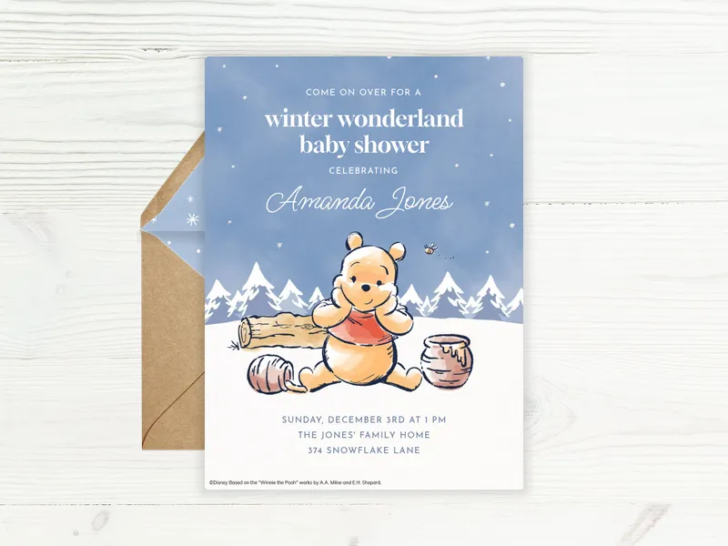 Disney’s Winnie the Pooh: Beary Fun Invitation premium template design