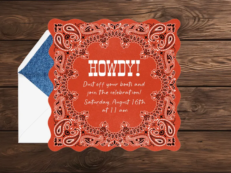 Western Bandana Invitation premium template design