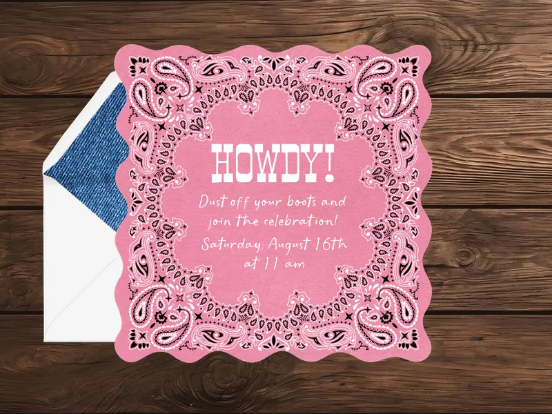 Western Bandana Invitation premium template design