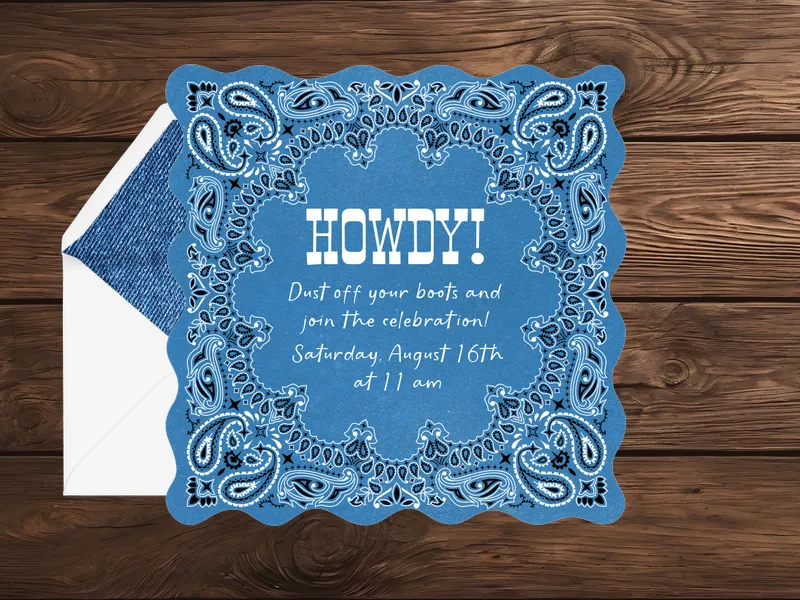 Western Bandana Invitation premium template design