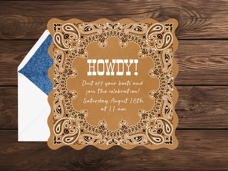 Western Bandana Invitation premium template design