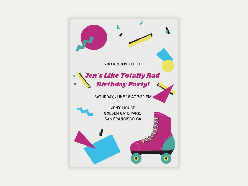 90s Themed Party Invitation free template design