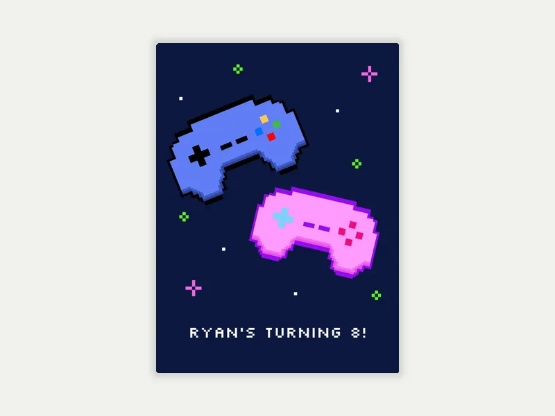 8-Bit Game Controller Invitation free template design