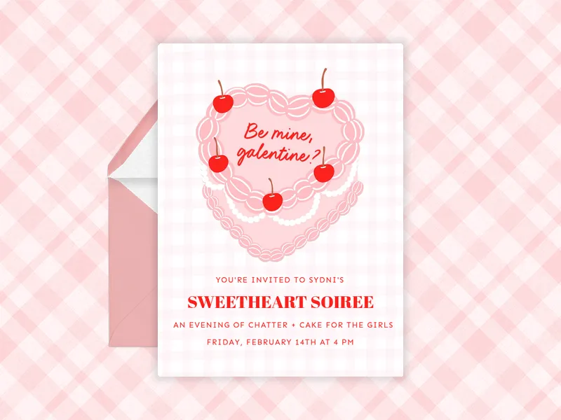 Vintage Cake Valentine Invitation premium template design