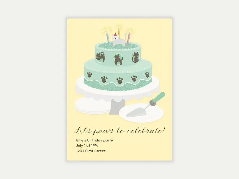 Tiered Feline Cake Invitation free template design