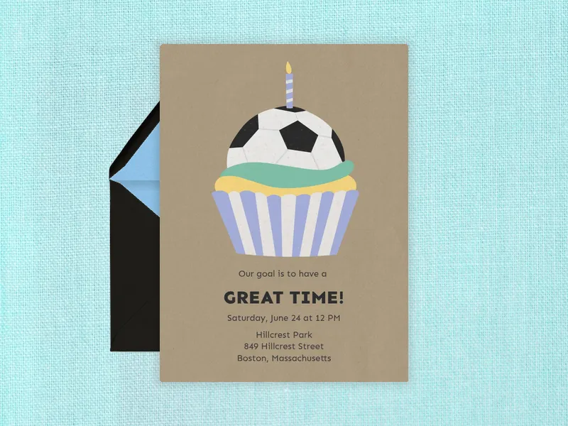 Soccer Cupcake Invitation premium template design