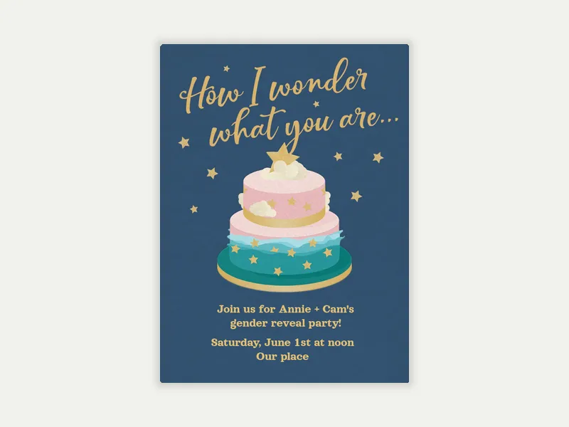 Star Reveal Cake Invitation free template design