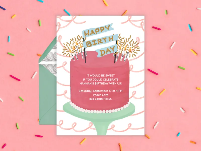 Pink Cake Invitation premium template design