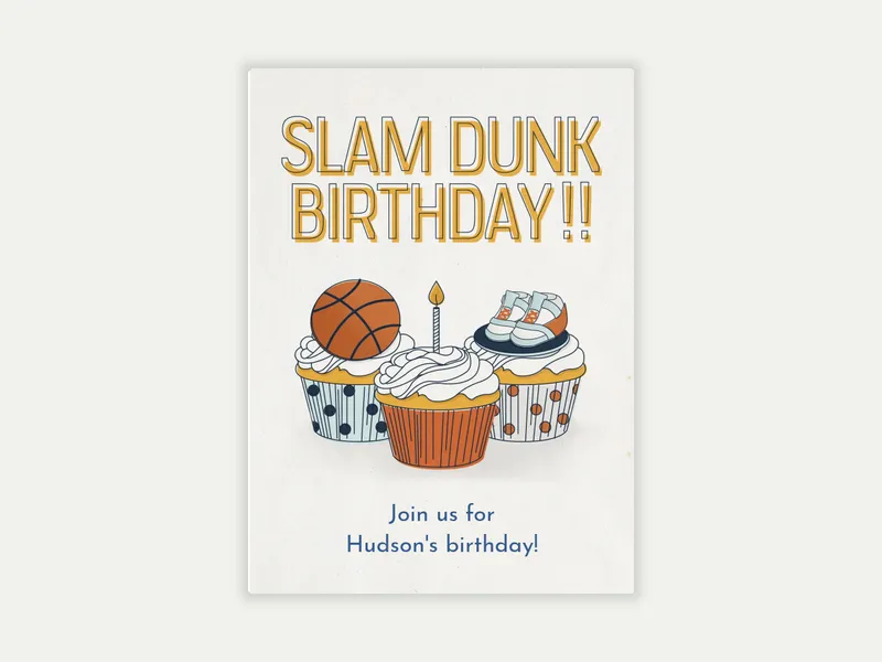 Slam Dunk Cupcakes Invitation free template design