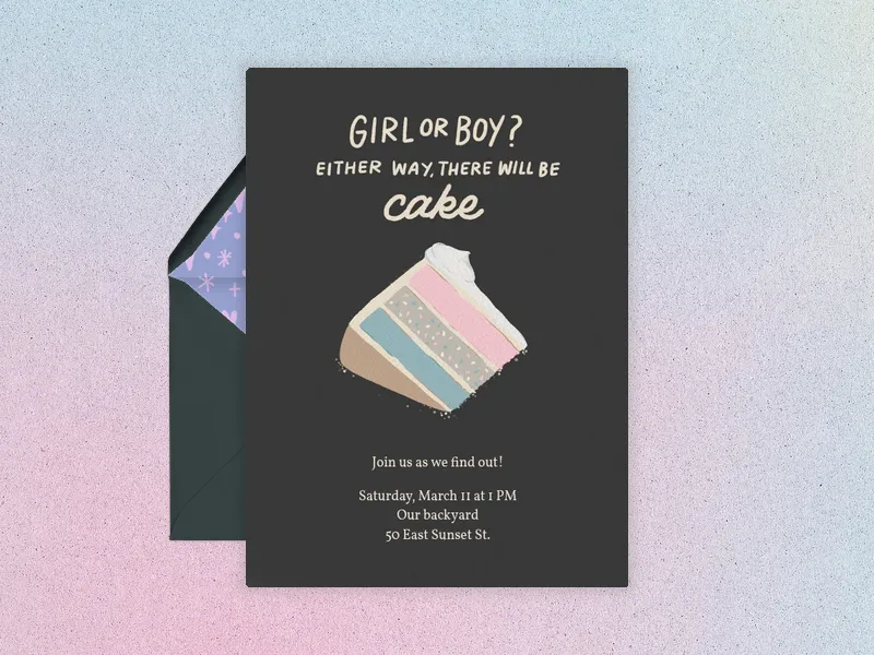 Piece of Cake Gender Reveal Invitation premium template design