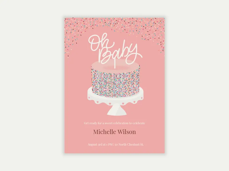 Oh Baby Sprinkle Cake Invitation free template design