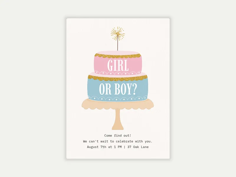Gender Reveal Cake Invitation free template design