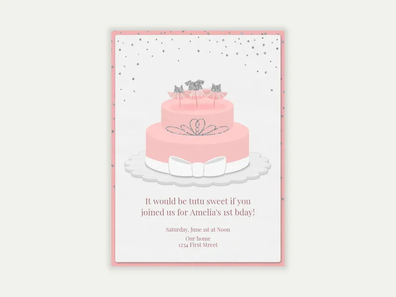 Tutu Sweet Cake Invitation free template design