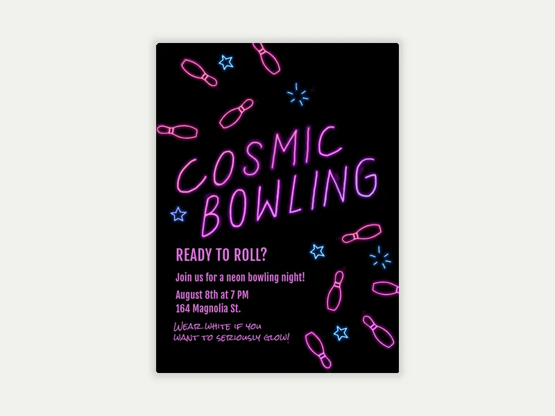 Cosmic Bowling - bowling - Invitation