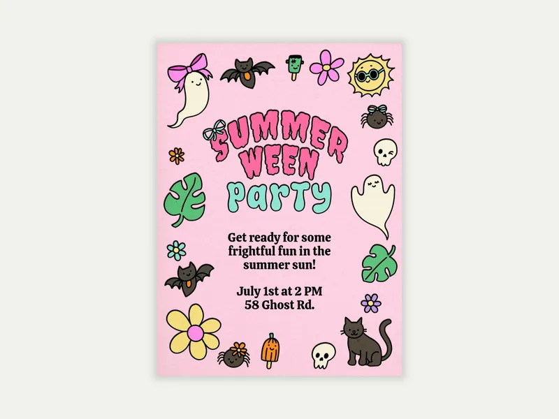 Cutesy Summerween Invitation free template design