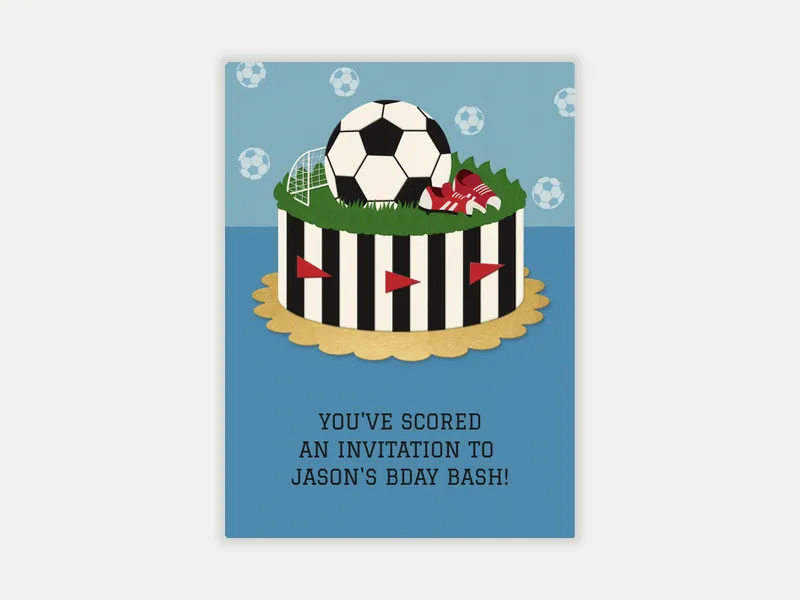 Soccer Birthday Cake Invitation free template design