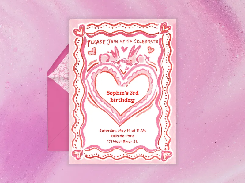 Sweethearts & Bunnies Invitation premium template design