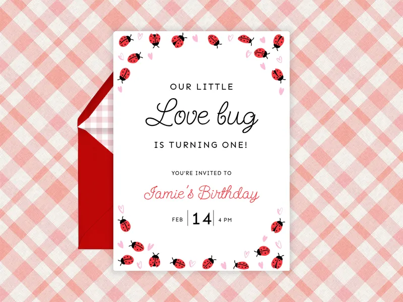 Little Lovebug Invitation premium template design