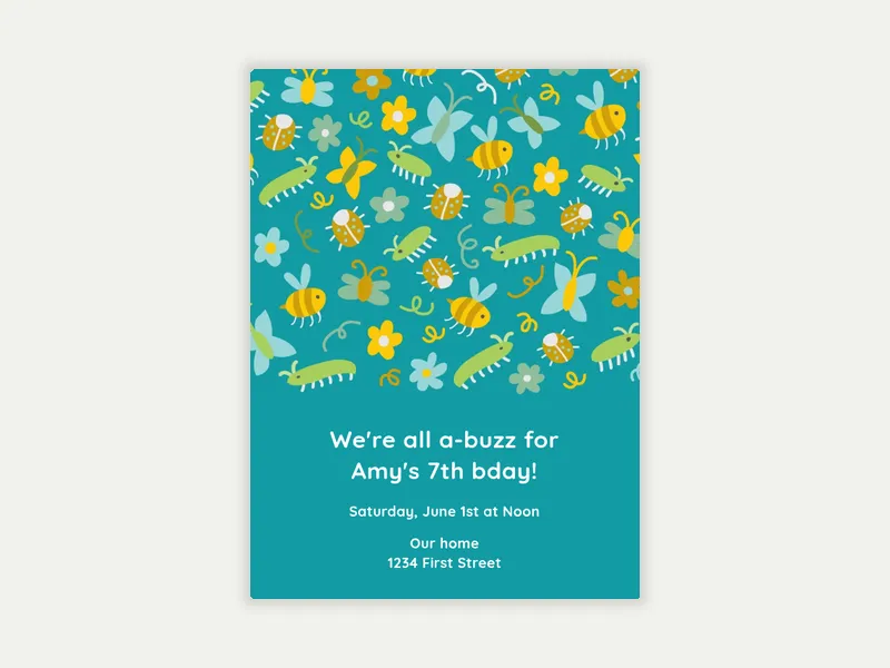Big Bugs Invitation free template design
