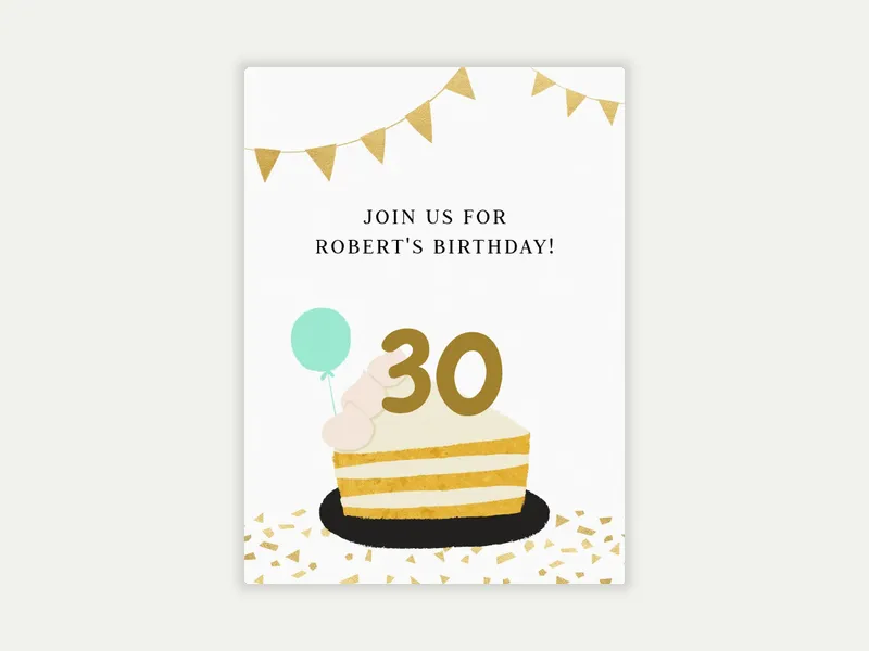 Milestone Piece of Cake Invitation free template design
