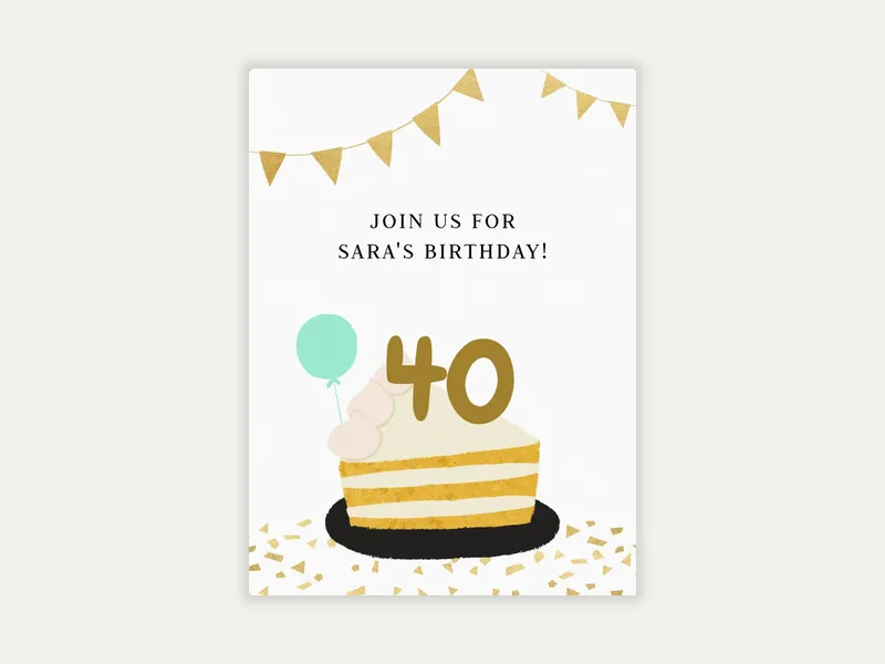 Milestone Piece of Cake Invitation free template design