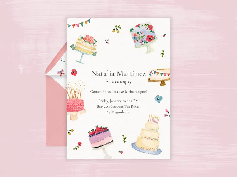 Elegant Birthday Cakes Invitation premium template design