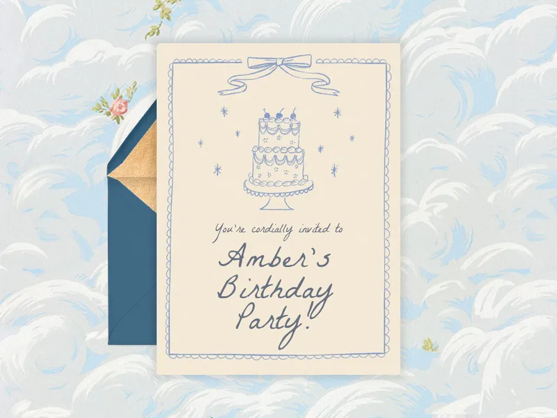 Hand-Drawn Birthday Cake - sweet_sixteen - Invitation