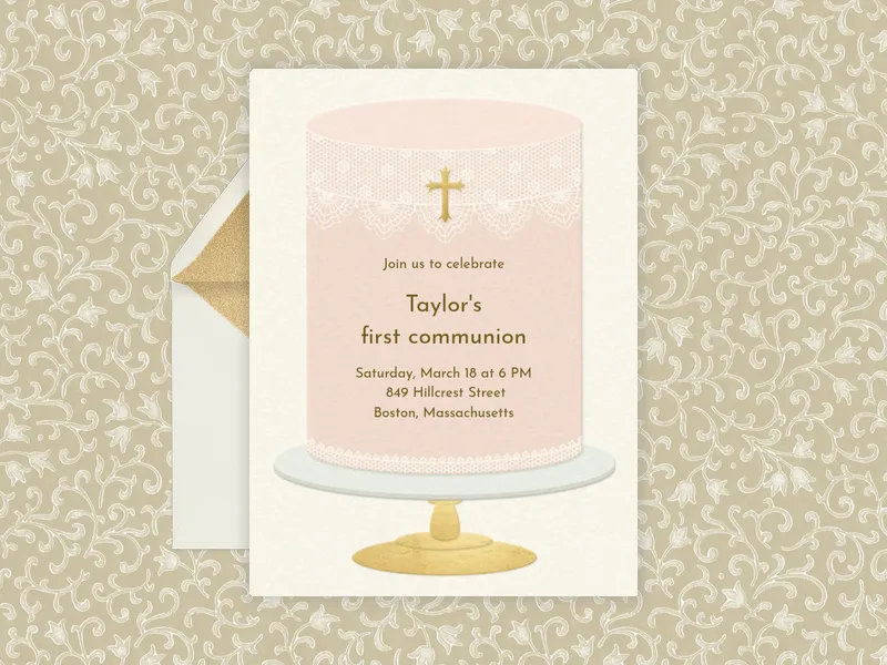 Baptism Cake Invitation premium template design