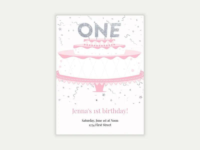 First Cake Invitation free template design