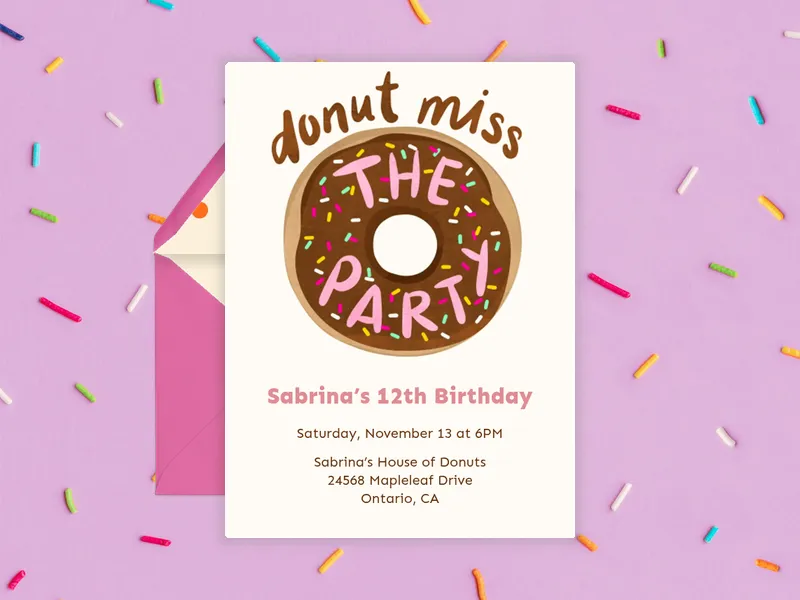 Donut Miss The Party Invitation premium template design
