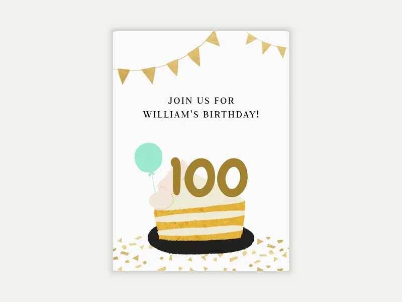 Milestone Piece of Cake Invitation free template design