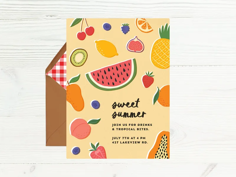 Fruit Fête Invitation premium template design