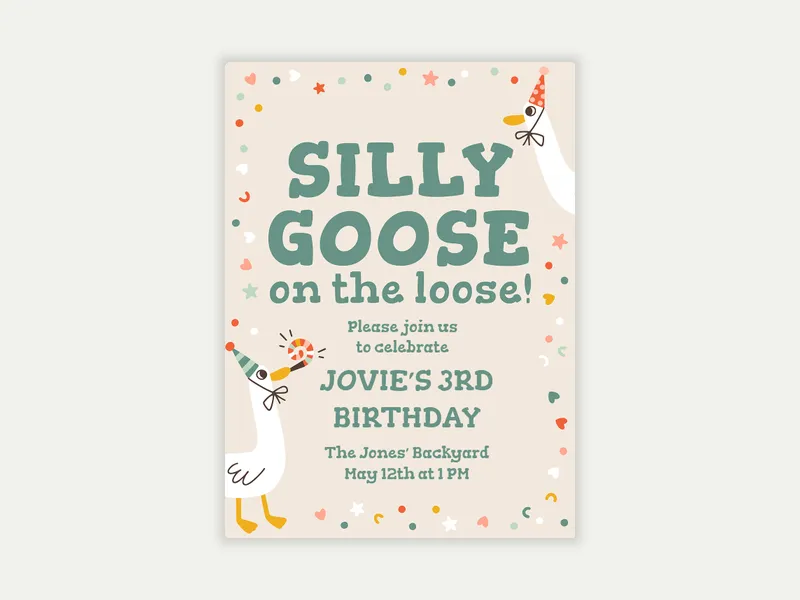 Party Goose Invitation free template design