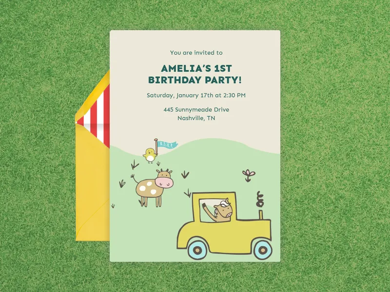 Barnyard Invitation premium template design