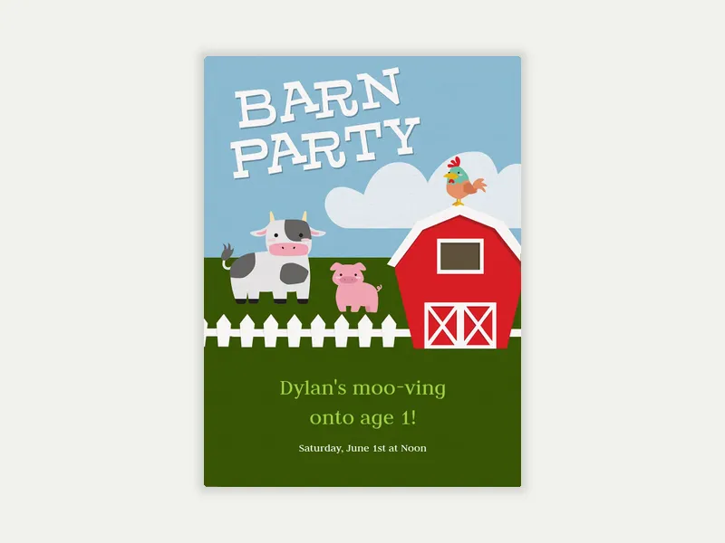 Farm Animals Invitation free template design